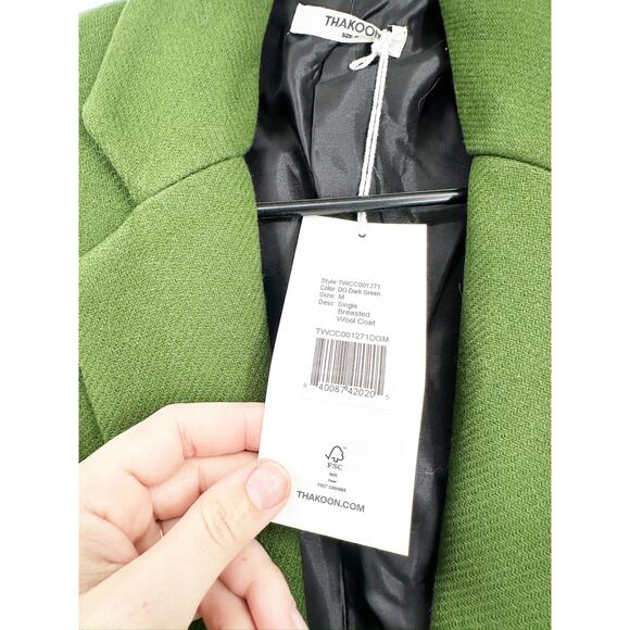 Thakoon Runway Dark Green Single Breasted Wool Long Maxi Coat Size Medium NWT - Picture 8 of 8